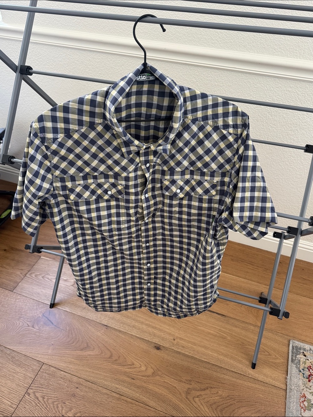 EUC Stio Eddy Short Sleeve, Yellow/Grey Plaid, size L